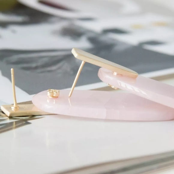 Kendra Scott "Aragon" Rose Quartz Drop Earrings - Picture 3 of 4